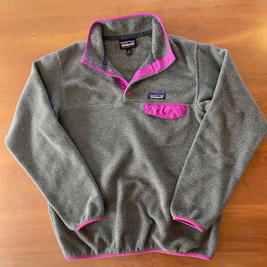 Patagonia Snap-Tフリース★グレー×ピンク　レディースS★永野芽郁