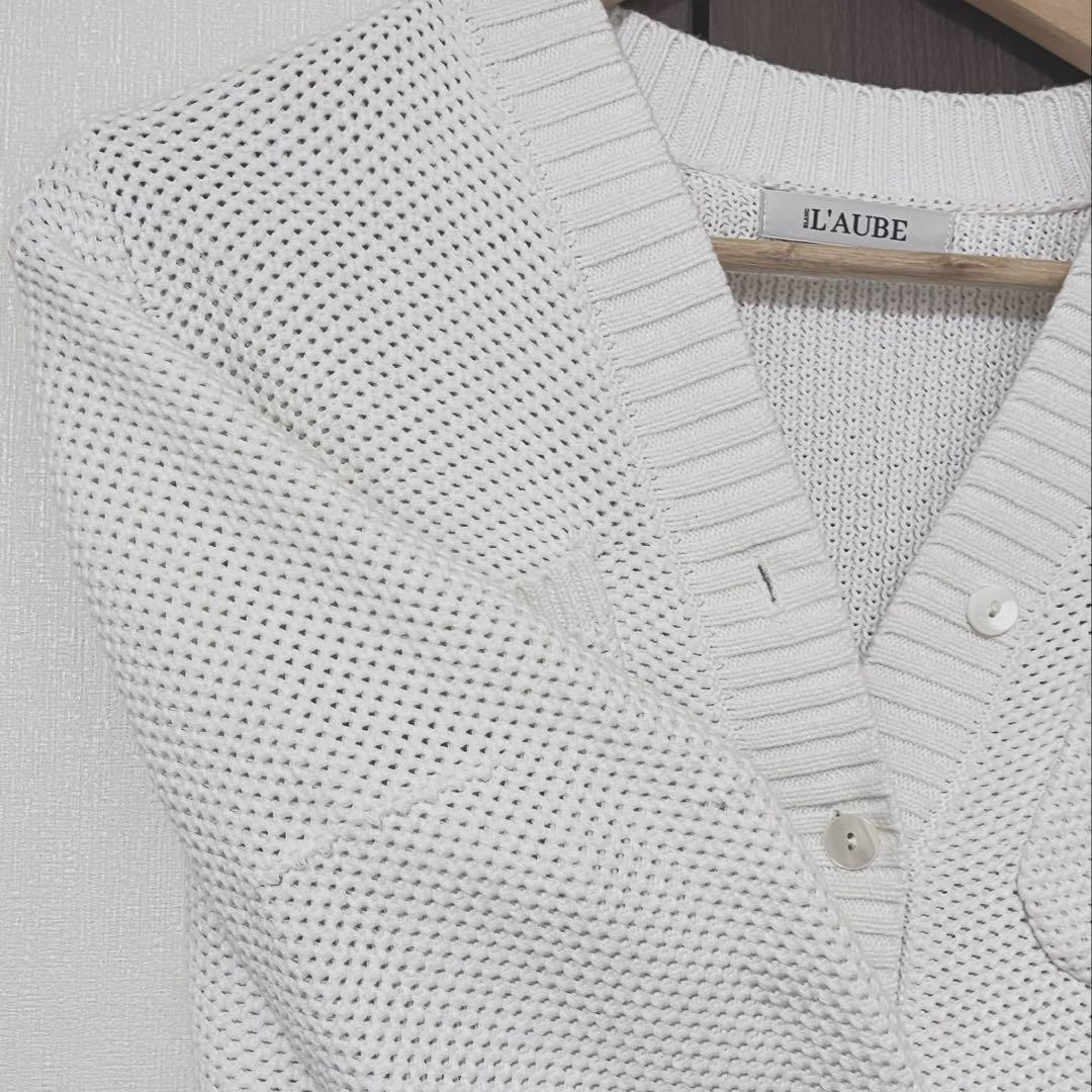 l'aube blanc Basket Knit Cardigan アンサンブル