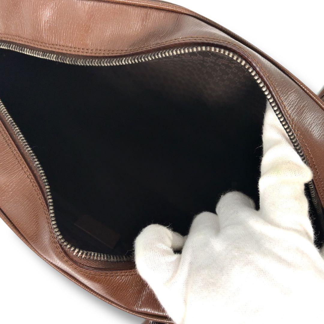 【高級】GUCCI グッチ　ショルダーバッグ　革　ロゴ　ボーリング　ハンドバッグ