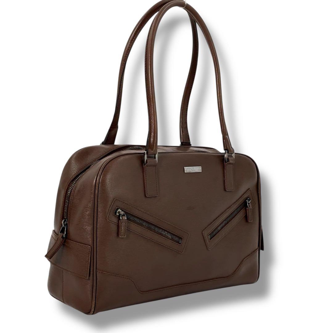 【高級】GUCCI グッチ　ショルダーバッグ　革　ロゴ　ボーリング　ハンドバッグ