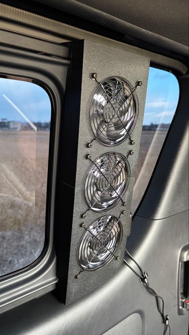 ハイエース 4型~ 換気扇 常設型 3連ファン ABS 『運転席側』防虫ネット付