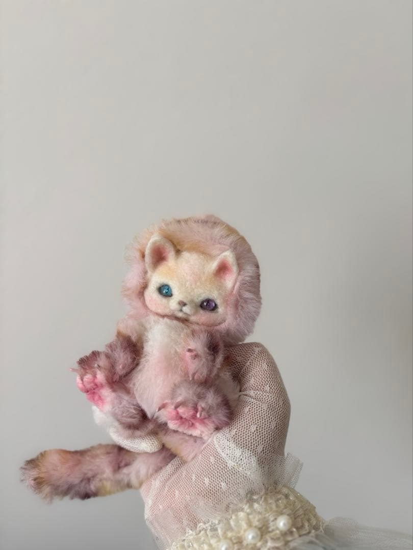 アートドール　No.063ピンク猫幻獣　羊毛フェルト