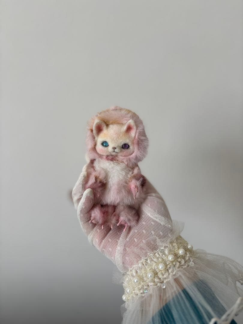 アートドール　No.063ピンク猫幻獣　羊毛フェルト