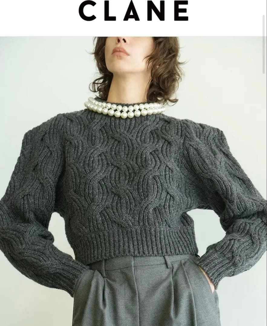 CLANE ケーブルニット グレー