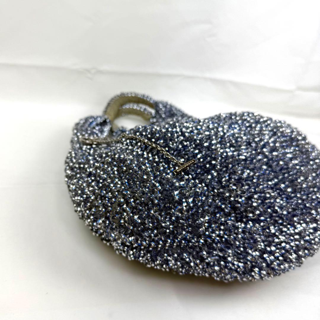 【美品】アンテプリマ ヴォルーメ ワイヤーバッグ チャーム付き ブルー シルバー