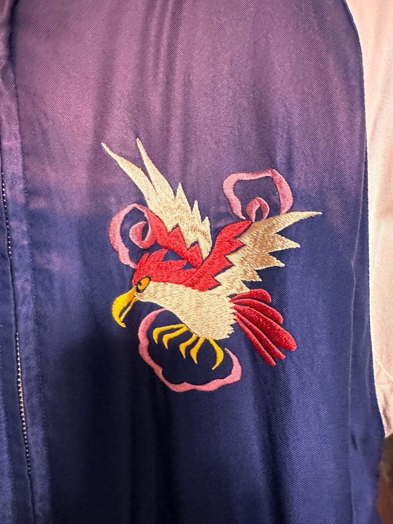 テーラー東洋 x Beams Japan スカジャン リバーシブル 緑x紫