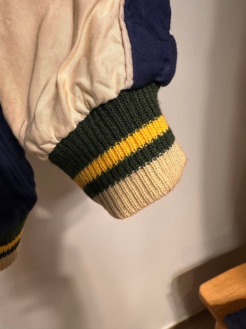 テーラー東洋 x Beams Japan スカジャン リバーシブル 緑x紫