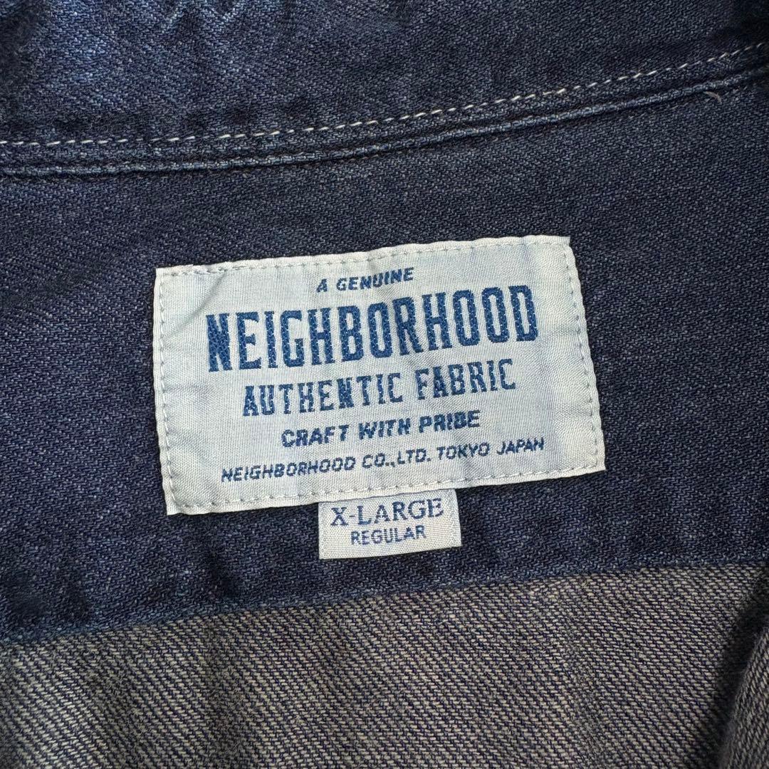 ネイバーフッド デニムシャツ ワークシャツ 丸襟 濃紺 XL