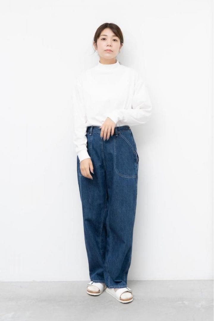 ハイウエストダークブルーデニムパンツ