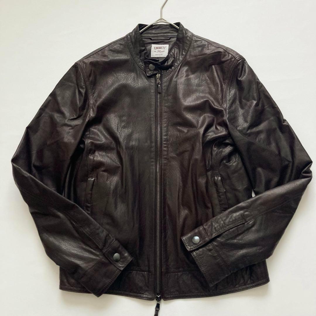 【極美品】EMMETI JURI　ラムスキンシングルライダースジャケット 46