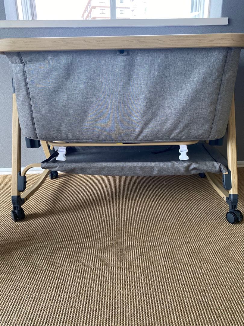 HZDMJ ベビーベッド　グレー 収納スペース付き