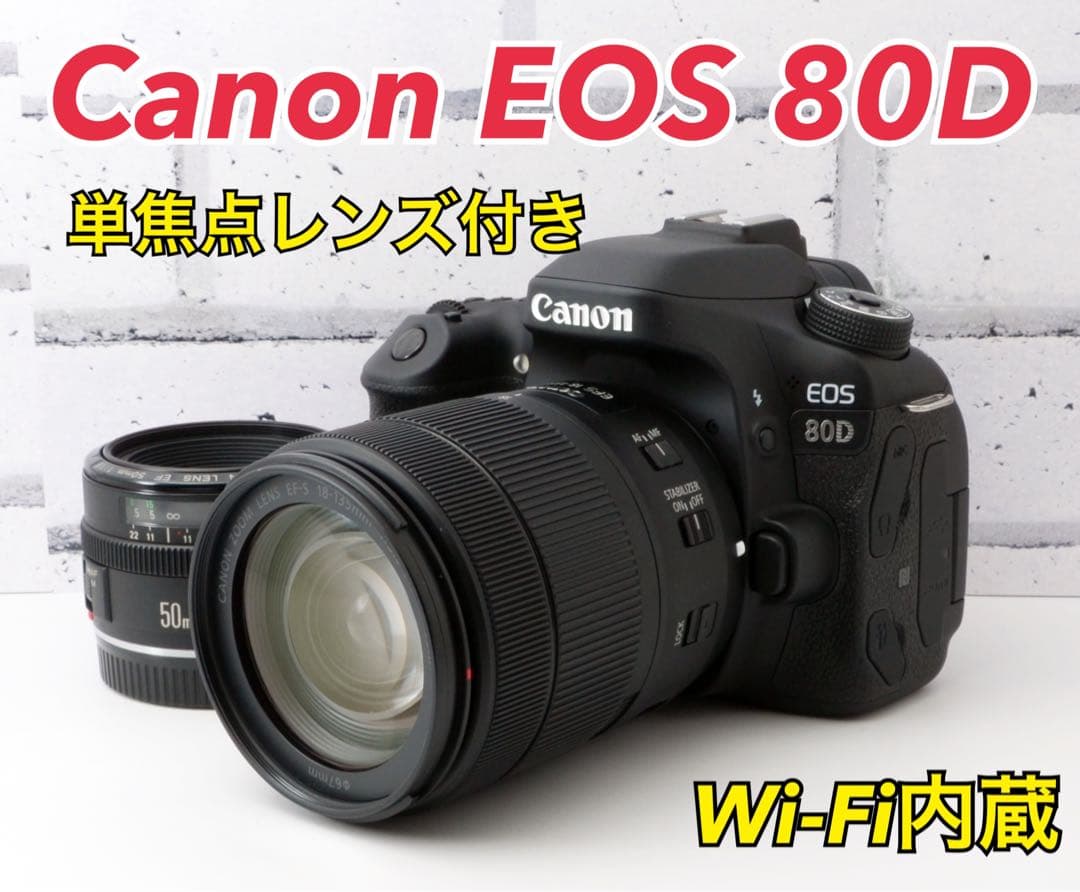 専用★超美品！Canon EOS 80D●高倍率、単焦点付き●カメラバック付き