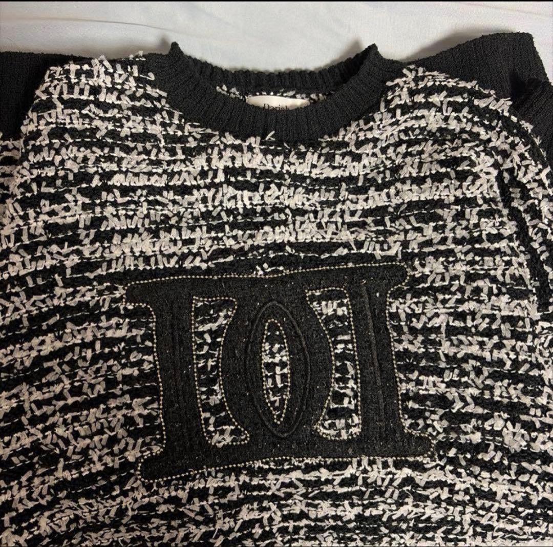 Darich ダーリッチ DDロゴツイードニットプルオーバー 黒