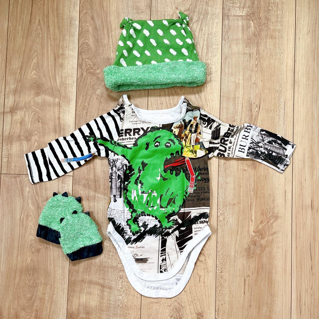 バーバリー　ベビー服　ロンパース　帽子　ミトン付き
