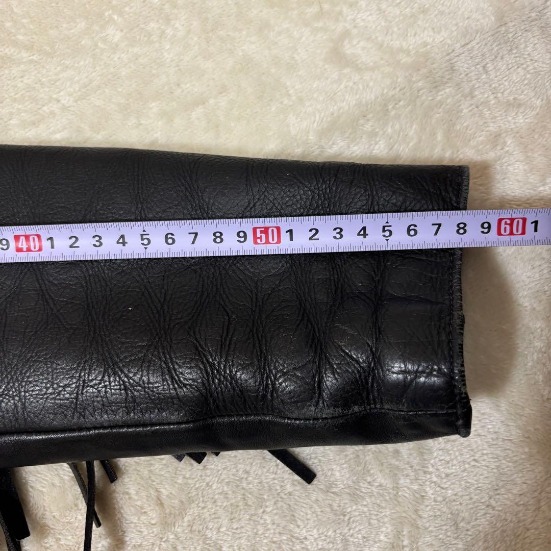 FIRST 本革 フリンジ ライダースジャケット ブラック