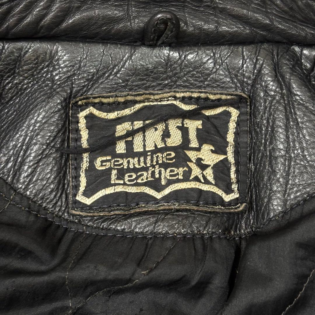 FIRST 本革 フリンジ ライダースジャケット ブラック