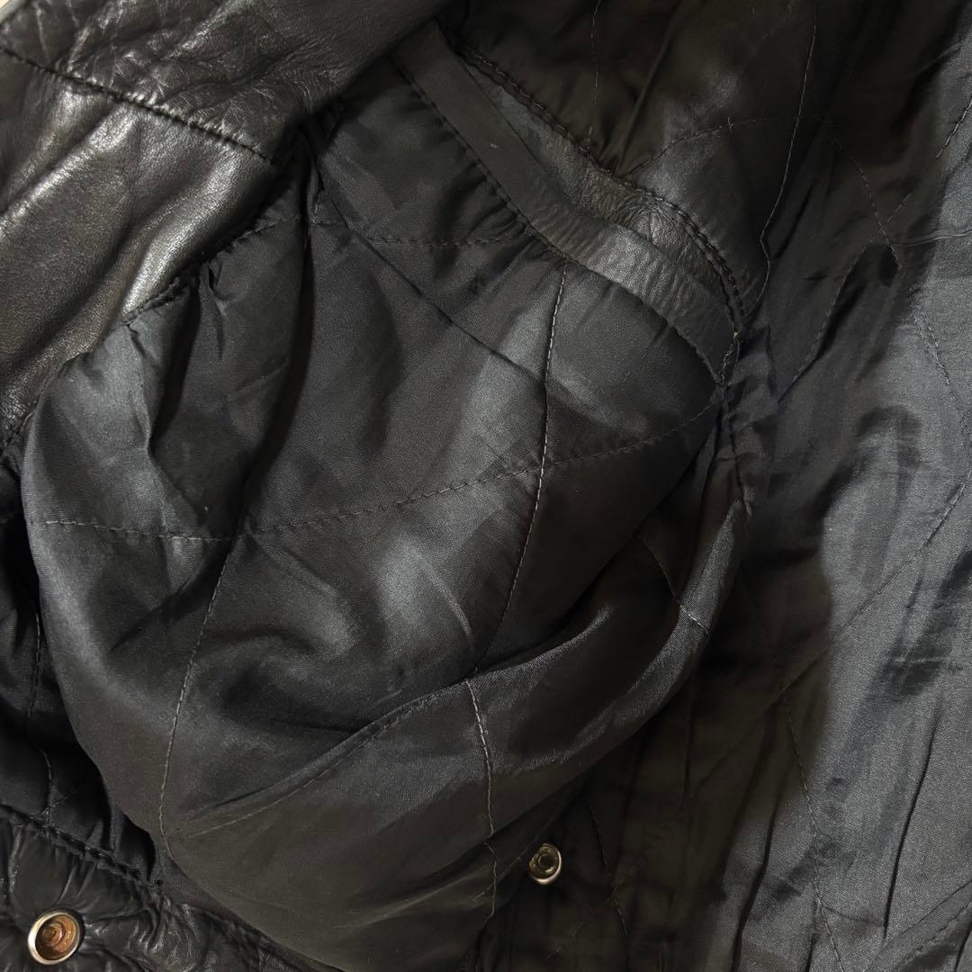 FIRST 本革 フリンジ ライダースジャケット ブラック