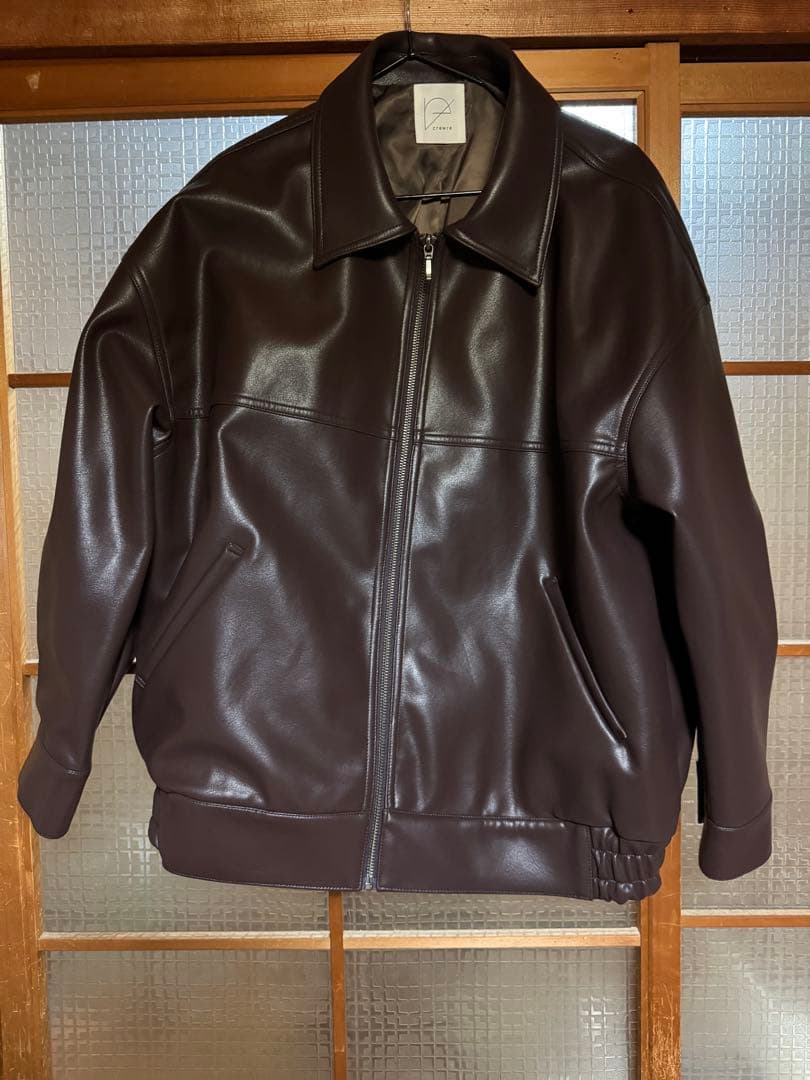 crewre フェイクレザージップブルゾン ブラウン サイズ2