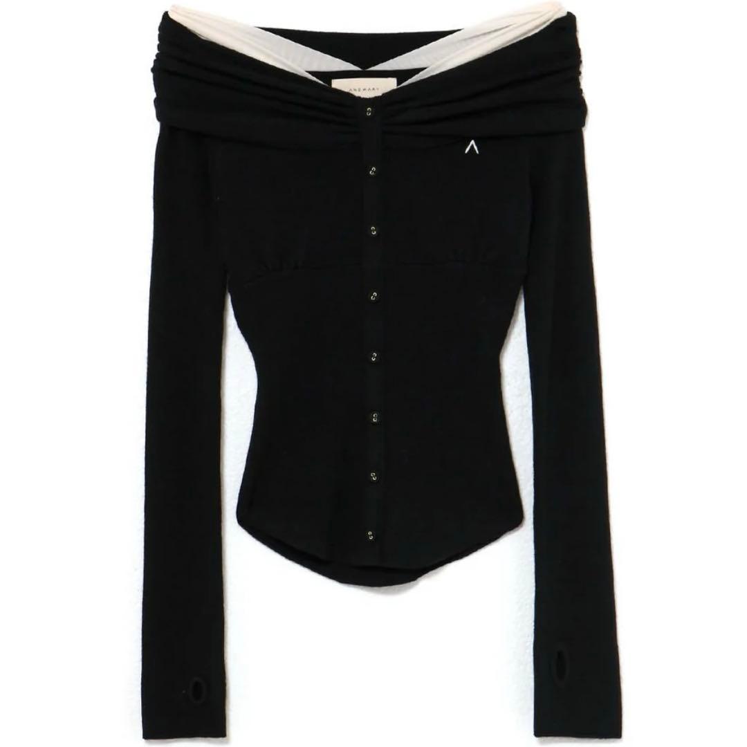 andmary Shannon tulle knit tops black 黒