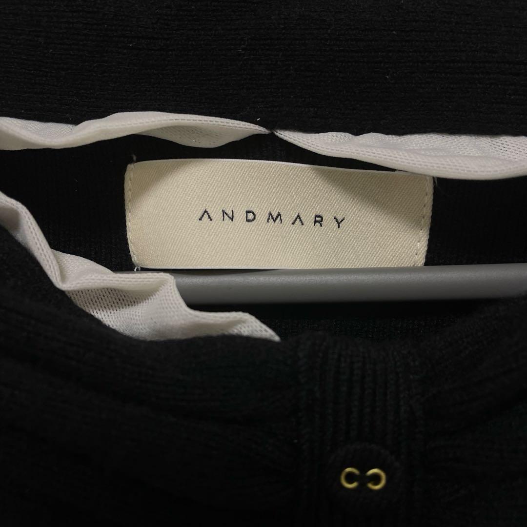 andmary Shannon tulle knit tops black 黒