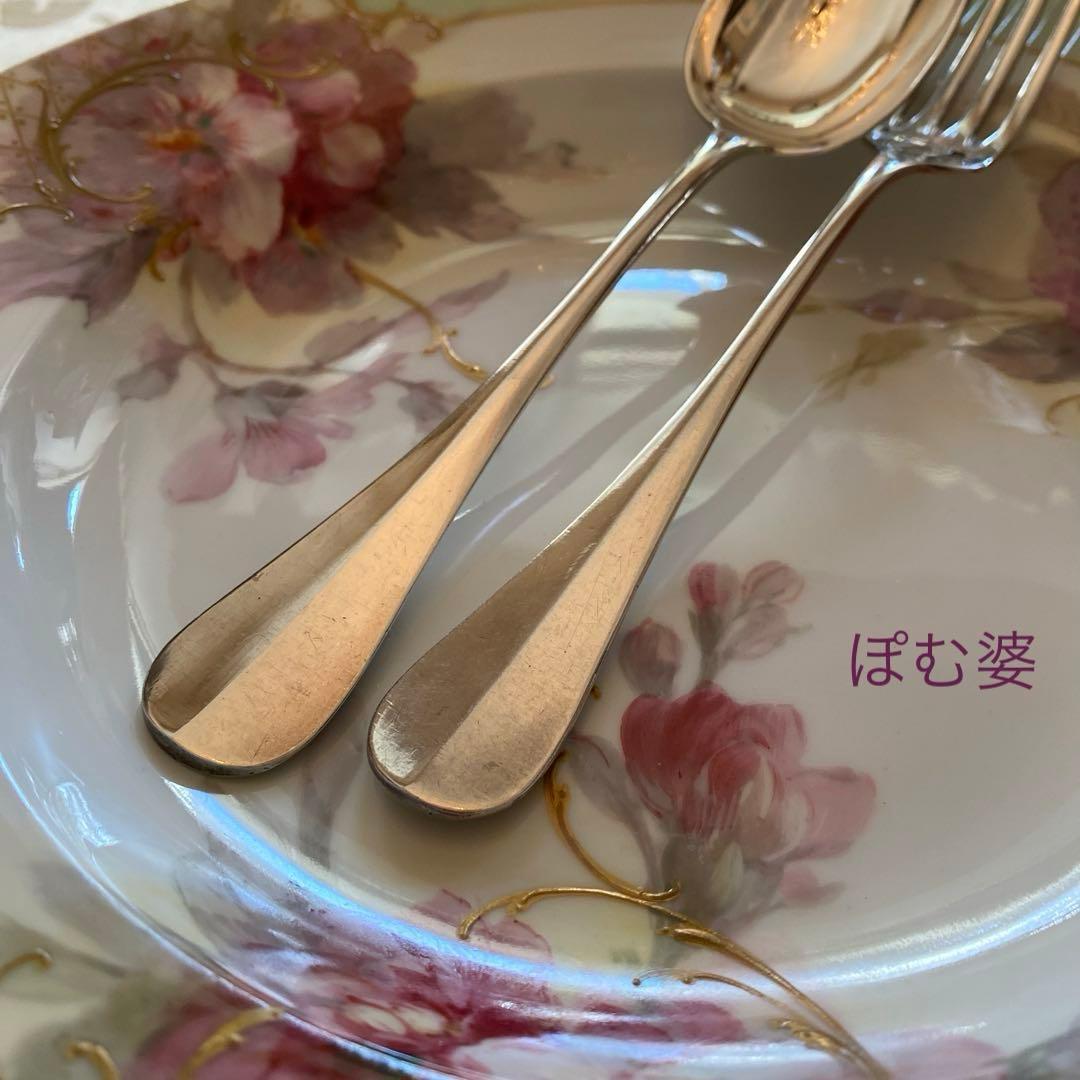 【フランス／H.Soufflot】純銀／フォーク＆スプーン ２セット