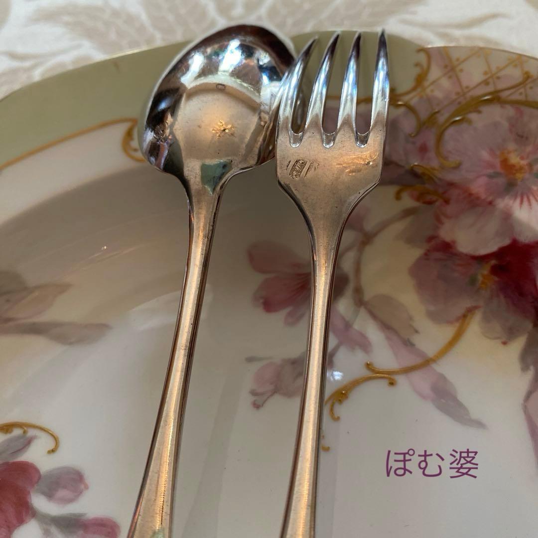【フランス／H.Soufflot】純銀／フォーク＆スプーン ２セット