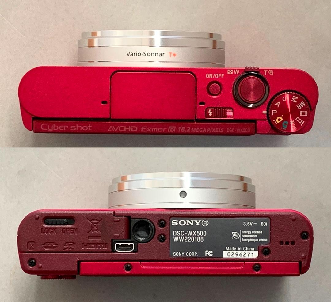SONY コンパクトデジタルカメラ DSC-WX500 レッド と充電器セット