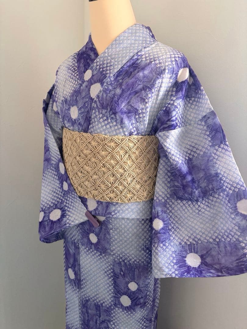 未使用　絞りの浴衣　紫　トールサイズ