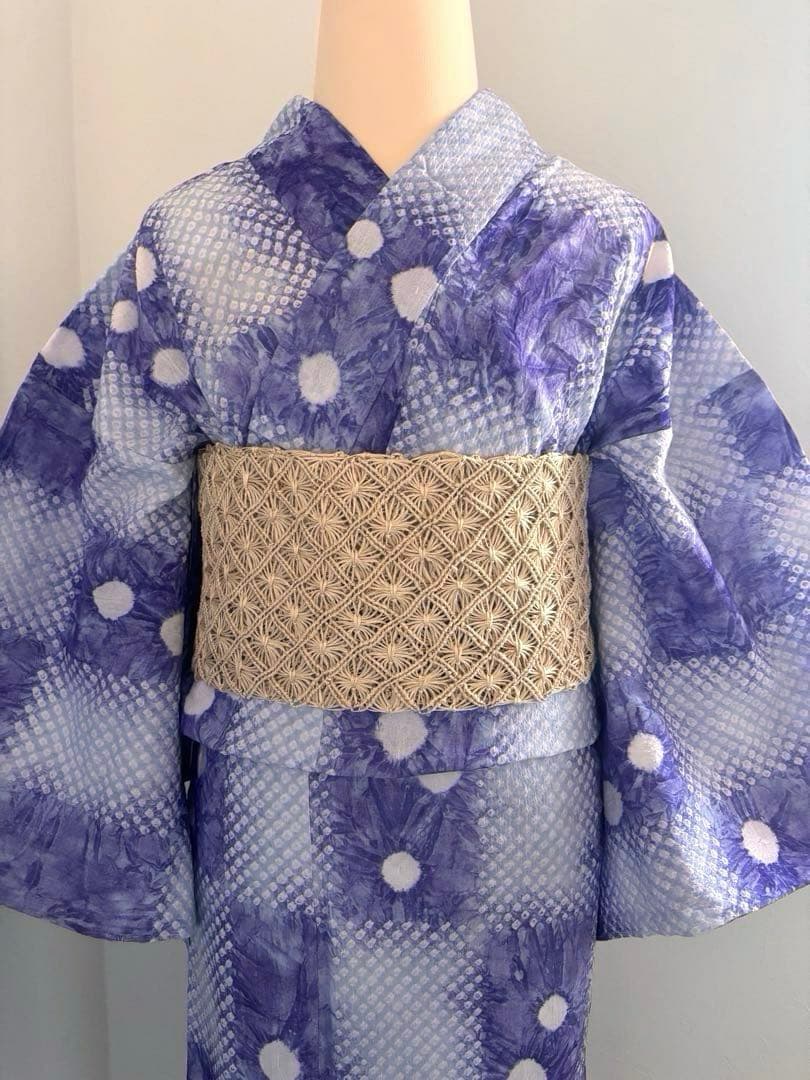 未使用　絞りの浴衣　紫　トールサイズ