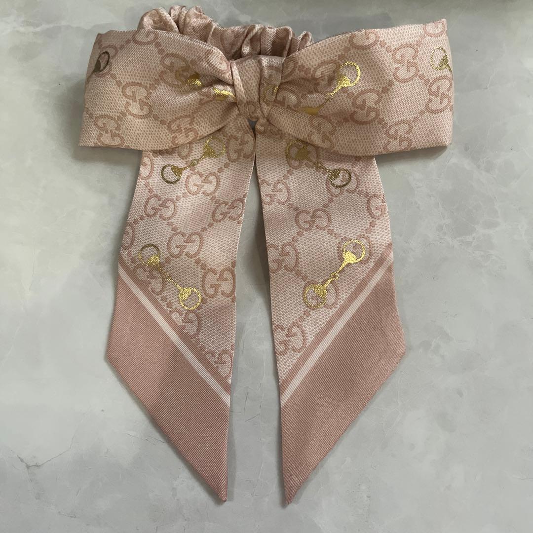 新品未使用品　GUCCI リボン付きヘアゴム ピンク　2個セット
