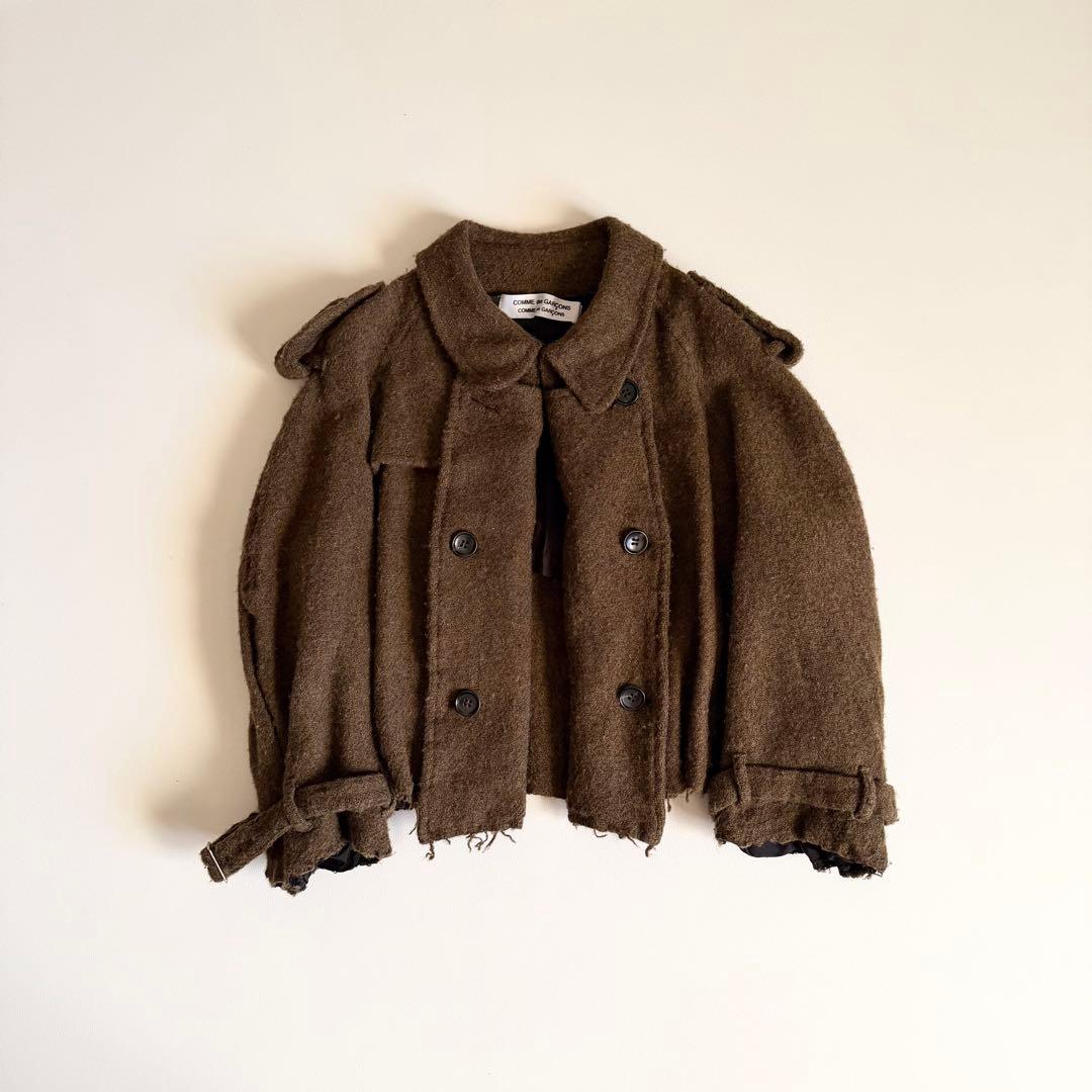 希少 【コムデギャルソン】00s 縮絨 断ち切り ショートトレンチコート
