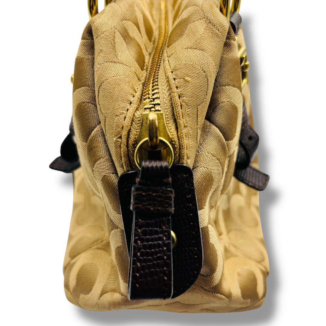 COACH コーチ ハンドバッグ シグネチャー キャンバス レザー 保存袋付