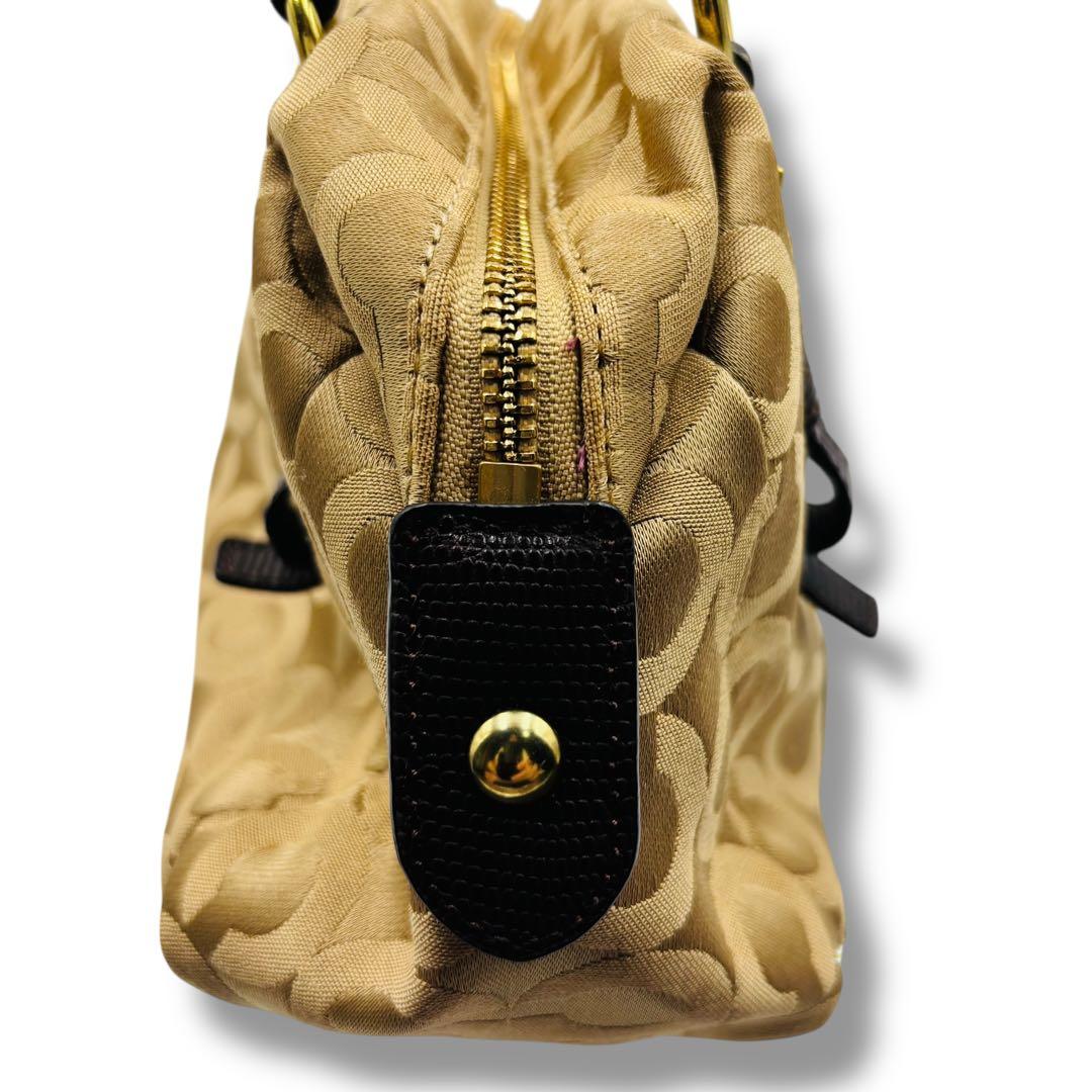 COACH コーチ ハンドバッグ シグネチャー キャンバス レザー 保存袋付