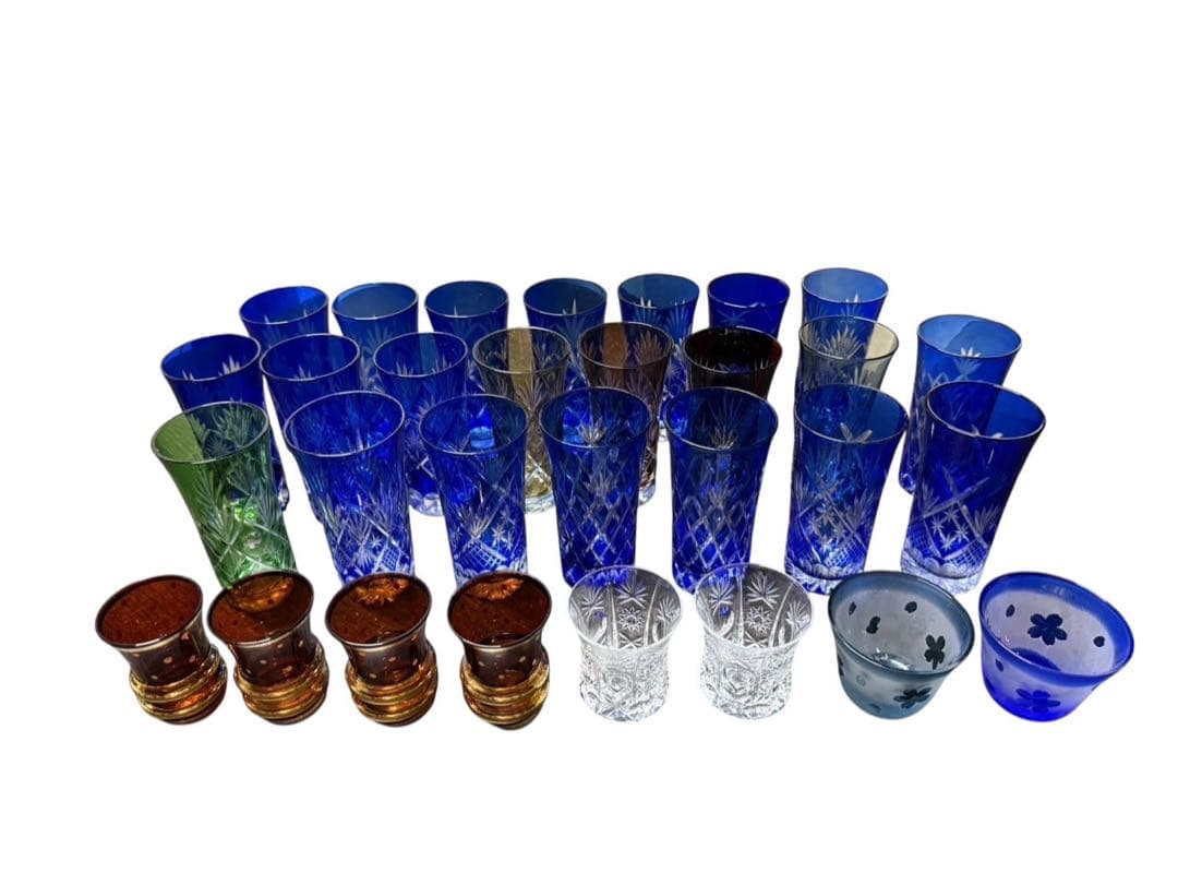 グラス30個セット‼️切子22個　ショットグラス6個　おちょこ2個