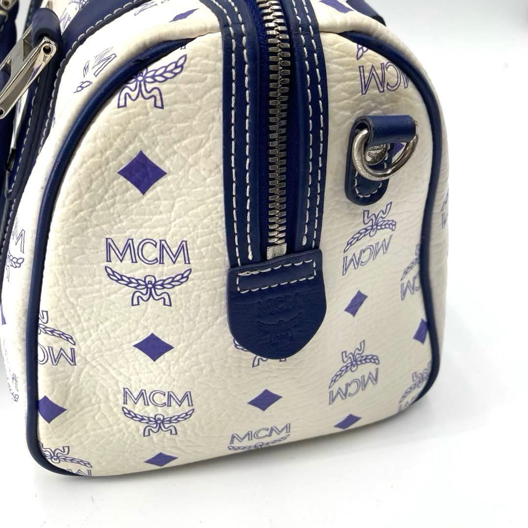 美品✨MCM エムシーエム ヴィセトス 2way ミニボストン ネイビー 白
