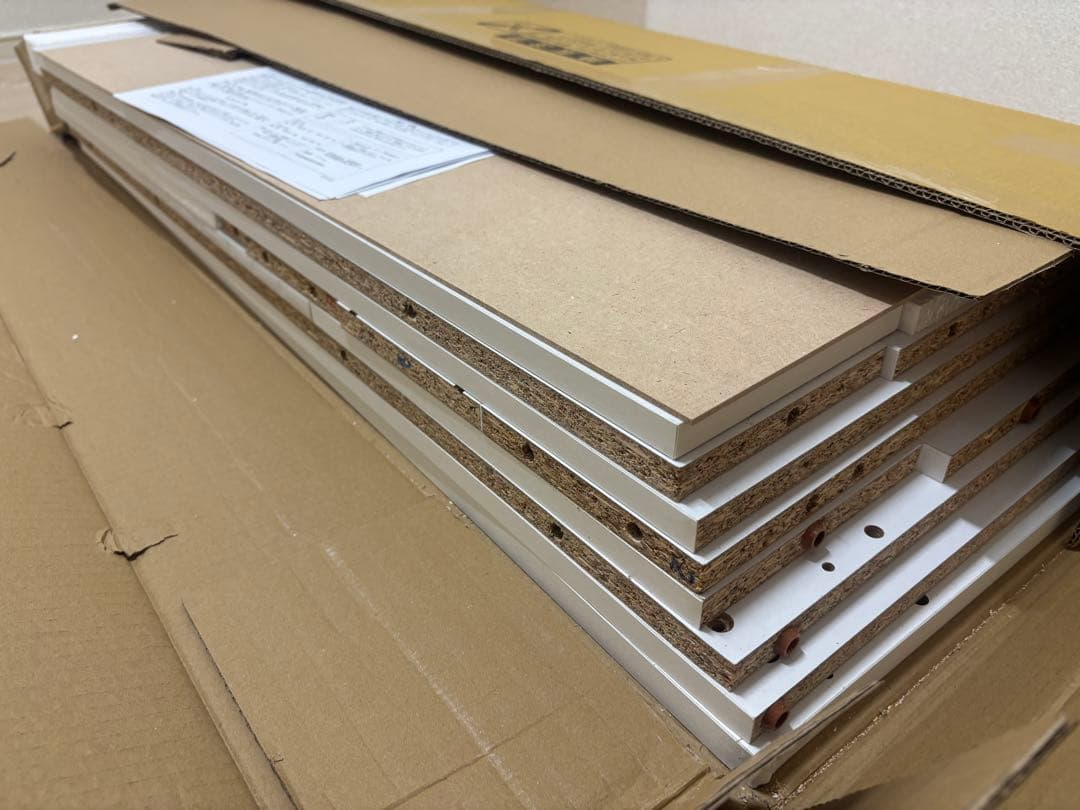 ホワイトキッチンカウンター 引き出し付き 幅98.5cm