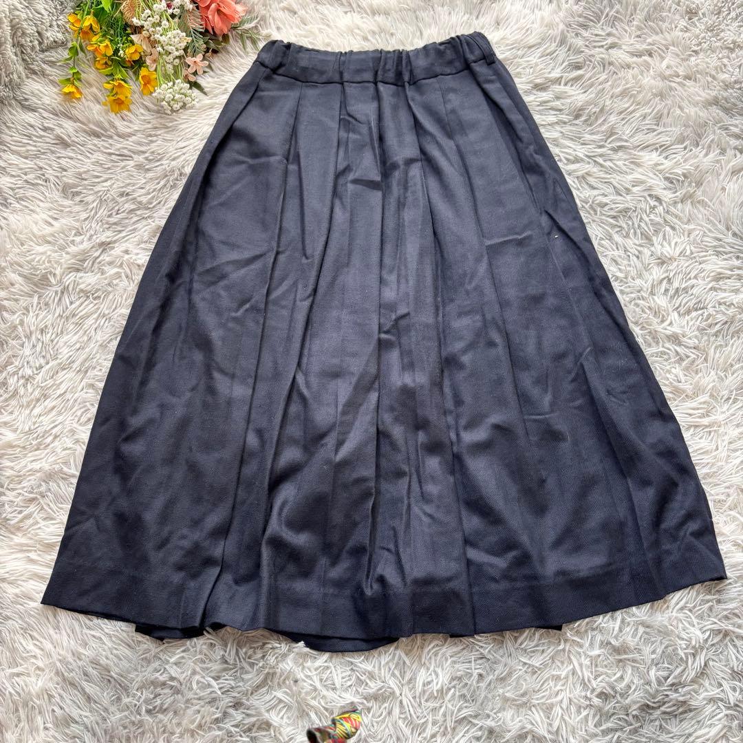 フルーツオブライフ　フレアスカート　【F】　ネイビー　ウール　ウエストゴム