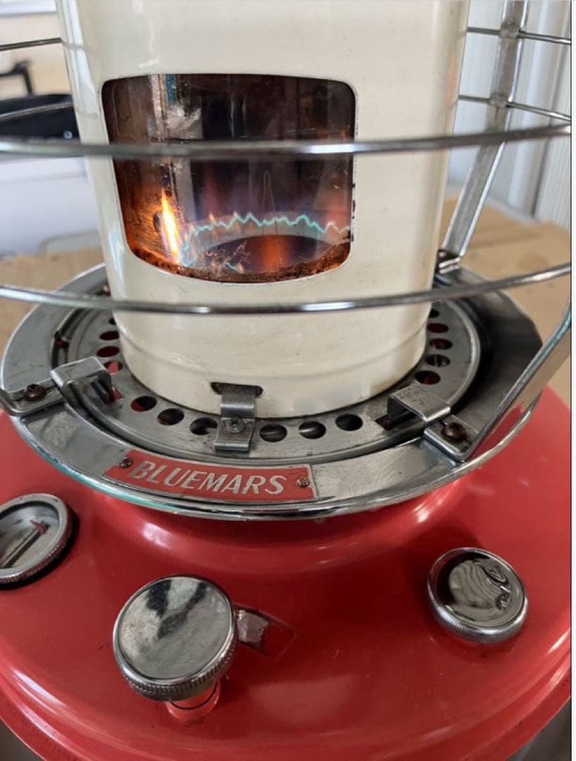 ★昭和レトロ　ビンテージストーブ　BLUEMARS チムニーガードストーブ