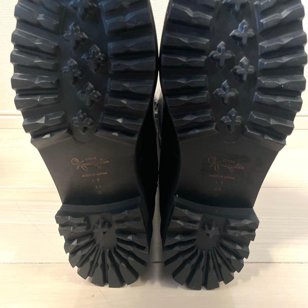 【未使用】銀座かねまつ　ロングブーツ　ブラック　24cm 晴雨兼用