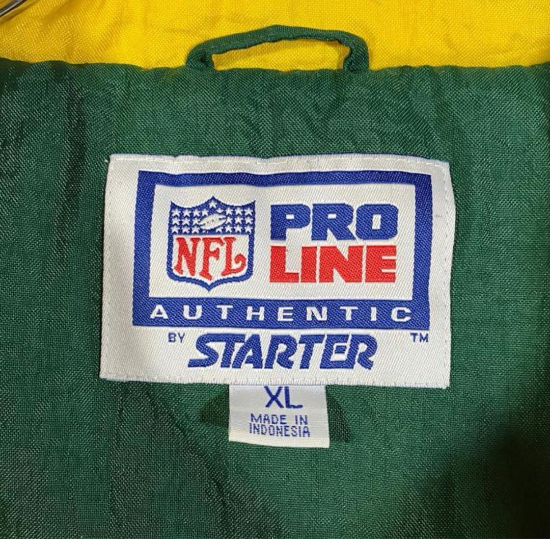 NFLグリーンベイパッカーズ90s刺繍ロゴ中綿ハーフジップナイロンジャケットXL
