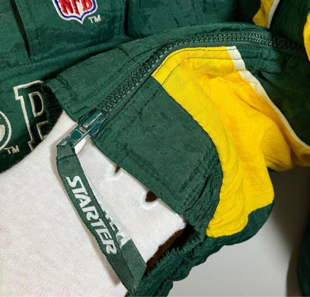 NFLグリーンベイパッカーズ90s刺繍ロゴ中綿ハーフジップナイロンジャケットXL