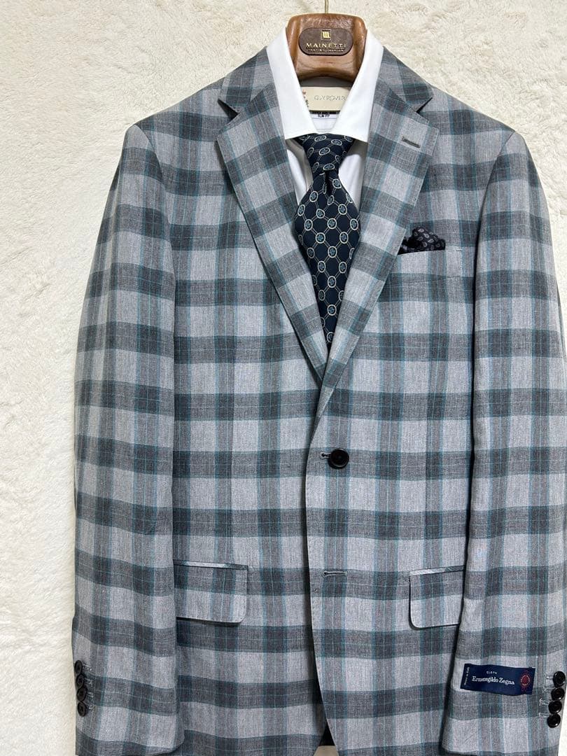 【新品】春夏物 エルメネジルドゼニア生地 ジャケット A6 L グレーベージュ