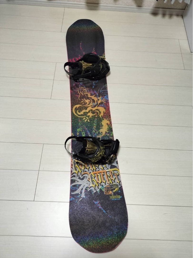 スノーボード 板＋ビンディング セット 約150cm ブラック×ゴールド