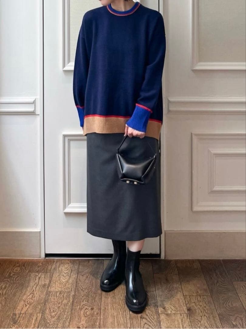 MACPHEE 長袖ニットセーター S ネイビー