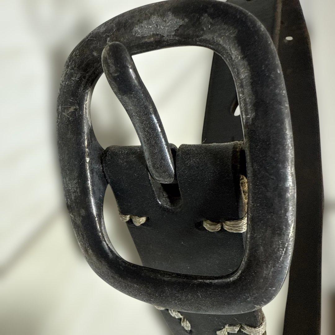 フルカウント　ネイビー　レザーベルト 四角形バックル