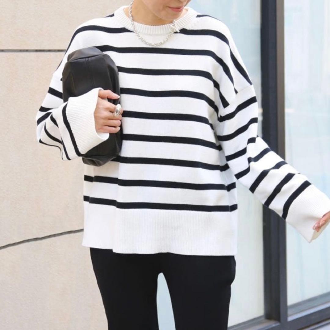 ほぼ未使用✨ドゥーズィエムクラス コットンボーダーニット クルーネック 22SS