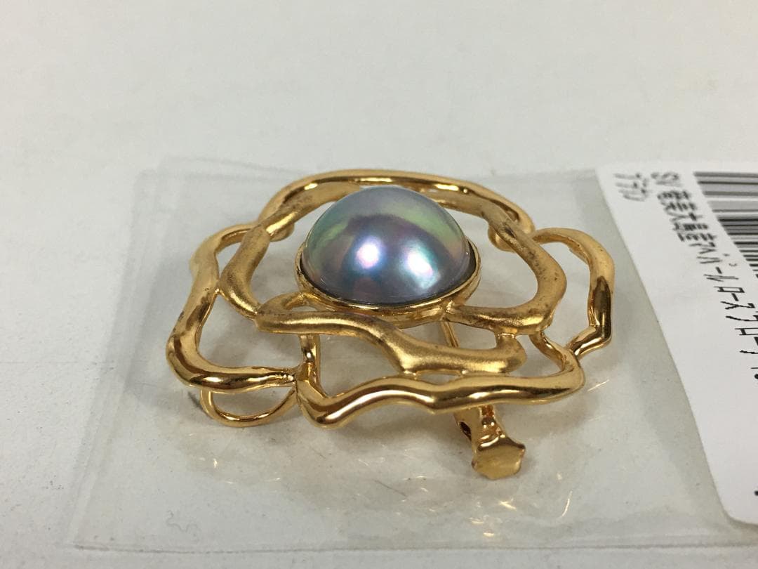 ☆奄美大島産 マベパール ローズブローチ 13mm ブラウン 真珠鑑別書付き
