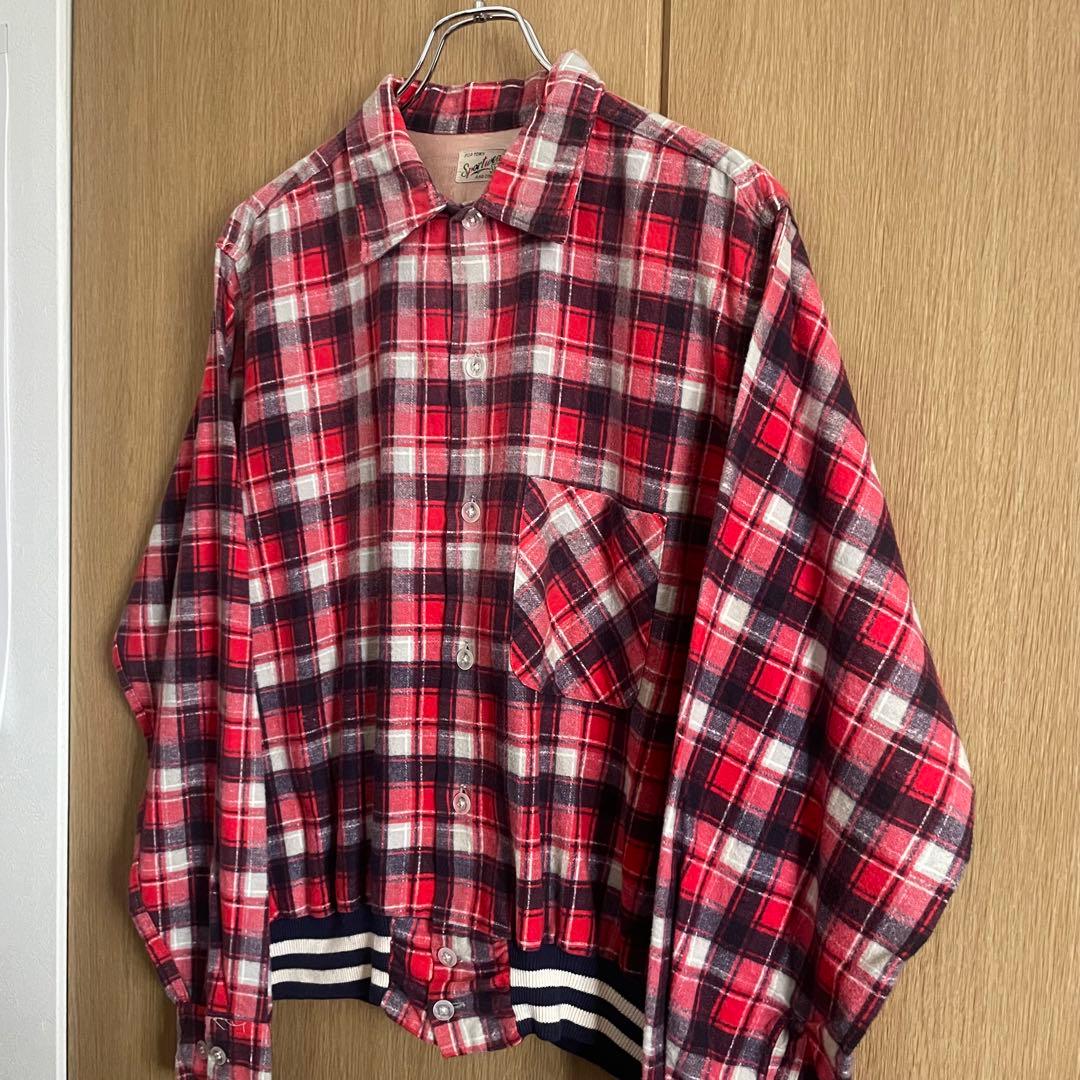 1950s プリントリブネルシャツ 希少