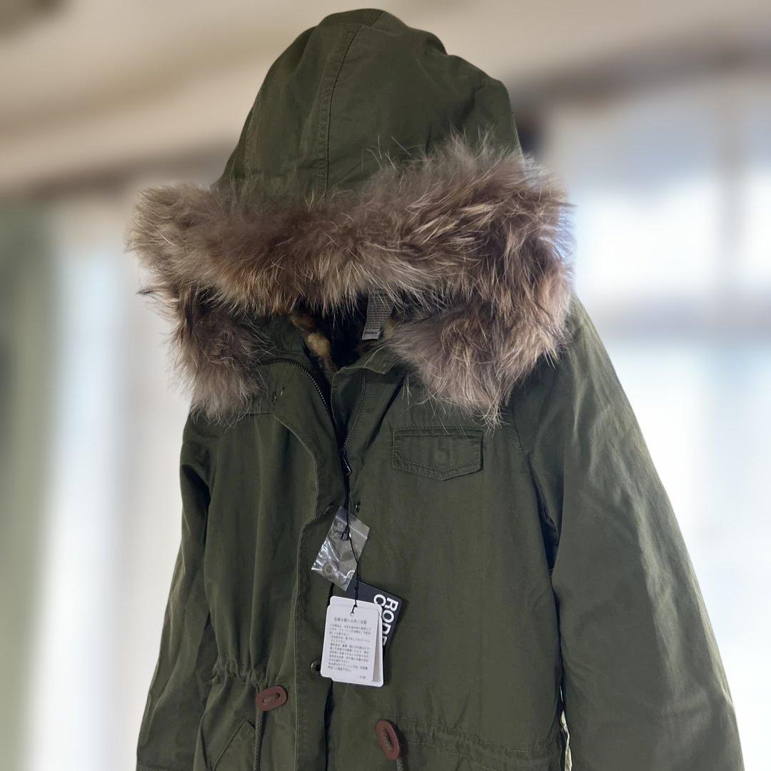 y2k 平成ギャル　豹柄　モッズコート　ラクーンファー　ビッグフード　未使用品