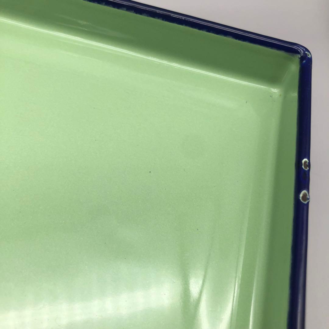 フジイ藤井月兎印グリーン緑ホーロー蓋付箱バット大小2個セット昭和レトロビンテージ